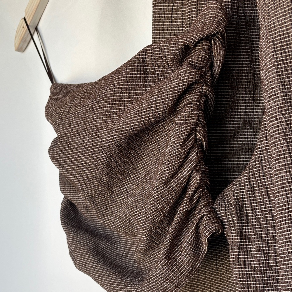Zara Chocolate Brown Ruched Bandoo top & pant set - outfit Small - Picture 8 of 9